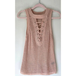 Boston Proper soft pink knit sweater tank top sz S